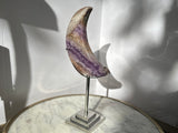 Amethyst With Banded Agate Moon Carving