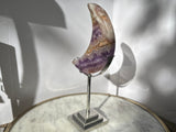 Amethyst With Banded Agate Moon Carving